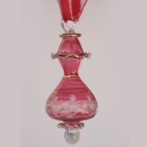 A pinkish glass ornament