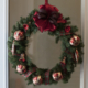 Gold and red themed Wreath for front door decoration