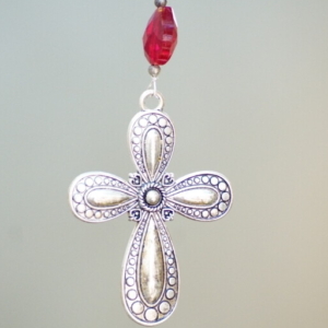 Cross in Tear drop shape in silver for decoration