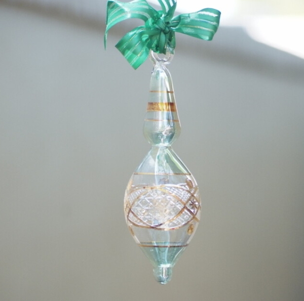 Hand-painted green color tear drop crystal hanging