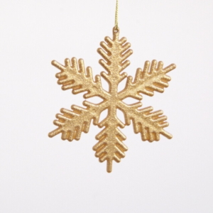 Glittery Gold color snow flake with hanging chain