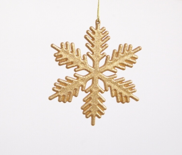 Glittery Gold color snow flake with hanging chain