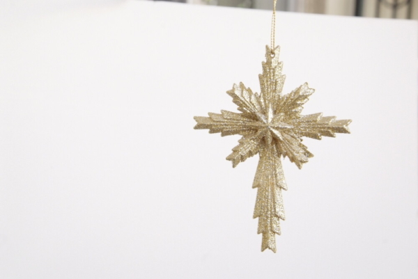 Glittery Cross ornament for Christmas tree decoration