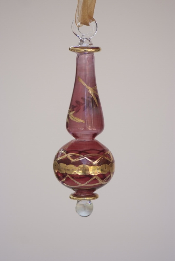 Hand-painted Egyptian glass bottle for Christmas decoration