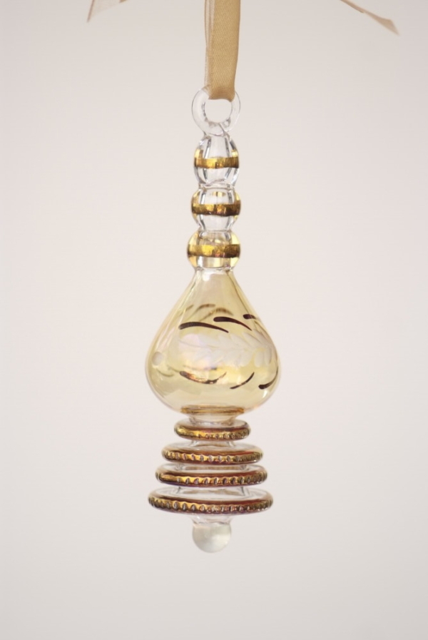 Amber-colored rotating crystal hanging for decoration