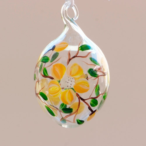 Hand-painted flower on crystal hanging for decoration