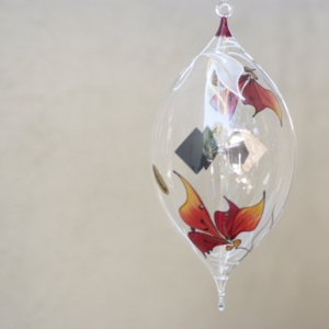 Hand-painted red and orange on crystal ball hanging