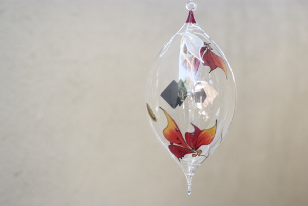 Hand-painted red and orange on crystal ball hanging