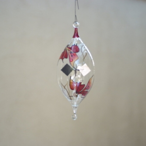 Hand-painted red and orange on Oval crystal ball hanging