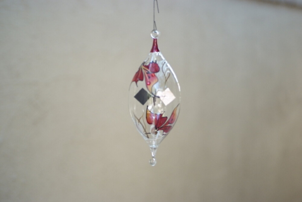 Hand-painted red and orange on Oval crystal ball hanging