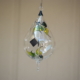 Hand-painted medium Green leaves on crystal ball hanging