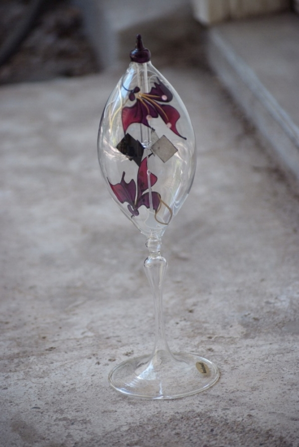 Hand-painted black pink crystal ball with stand