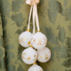 Set of hand-painted white gold Christmas tree balls