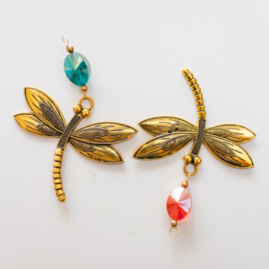 Gold butterflies with blue and red beads