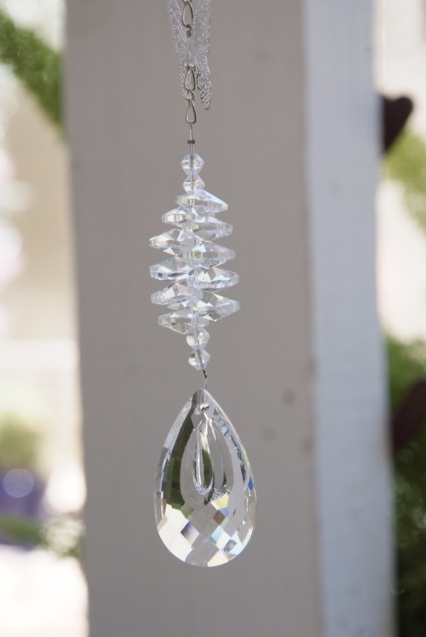 A long Carved teardrop Crystal Hanging for decoration