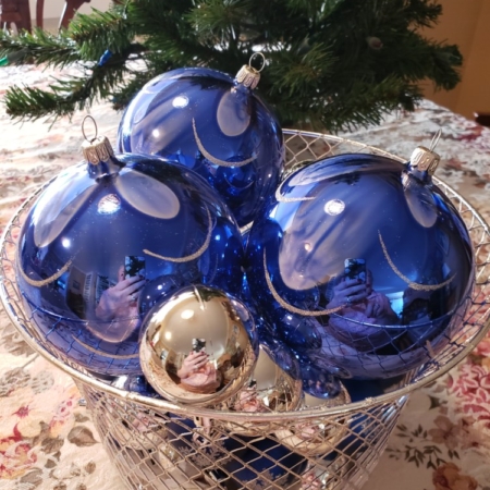 Blue and Gold Baubles Christmas Tree Ornaments