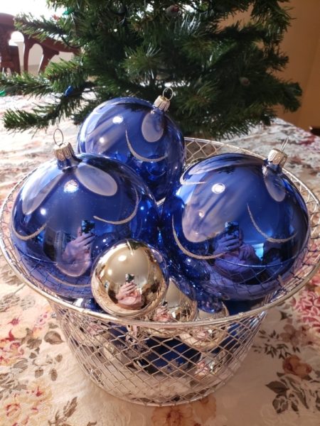 Blue and Gold Baubles Christmas Tree Ornaments