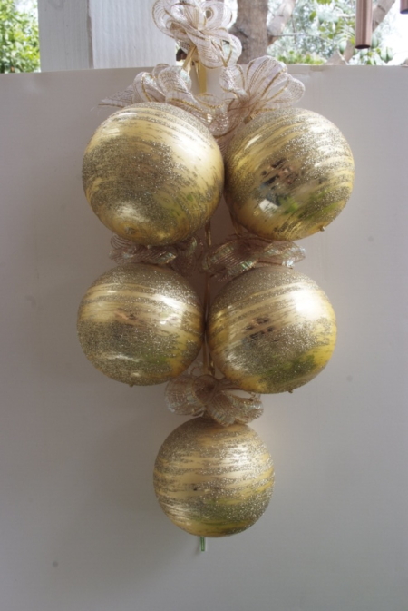 Antique Gold Mercury Gold Balls wired with a ribbon