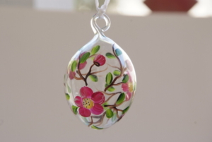 Hand-painted Flowers on Crystal egg hanging