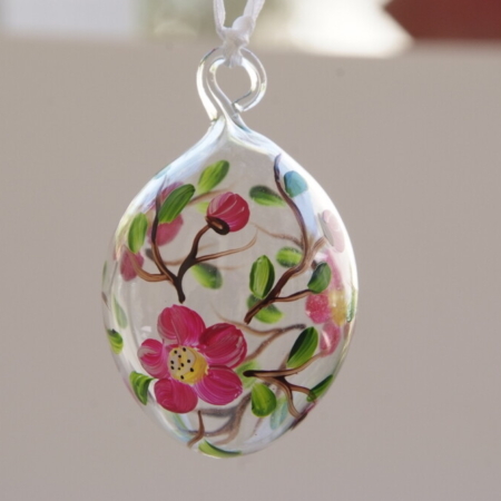 Hand-painted Flowers on Crystal egg hanging