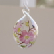 Hand-painted flower on egg shape crystal hanging