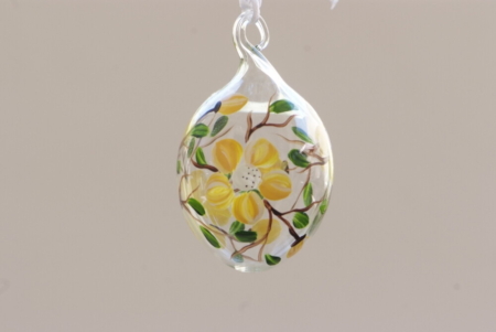 Hand-painted yellow flowers on the egg shape crystal ball