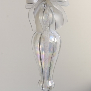 Cone shaped transparent crystal pendant with ribbon