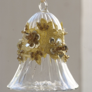 Egyptian Glass Crystal bell with fancy gold lace