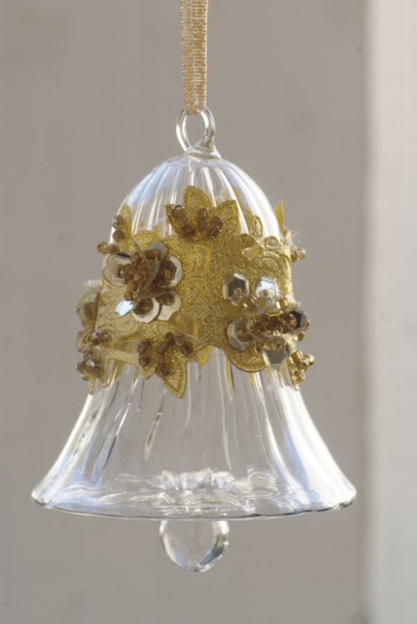 Egyptian Glass Crystal bell with fancy gold lace