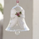 Crystal bell with a white Vine lace bow and flower