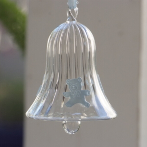 A long Egyptian Glass Crystal bell in baby blue color