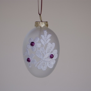 Egg shape hanging with white flower lace