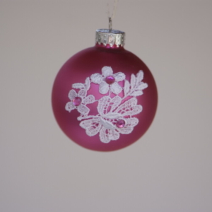 White Flower Lace on Pink decoration ball