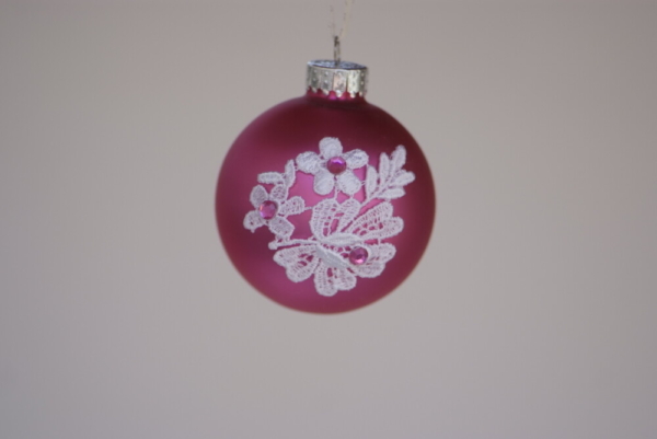 White Flower Lace on Pink decoration ball