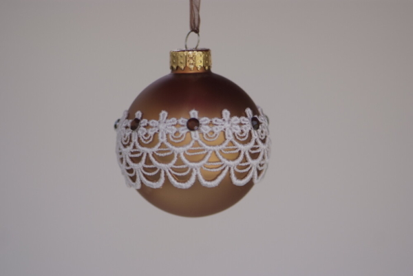 White lace and beads band on copper decoration ball