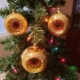 Gold color Glass balls hanging on the Christmas tree