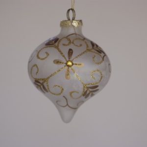 Hand-painted Gold design on white ball hanging