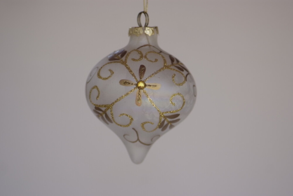 Hand-painted Gold design on white ball hanging