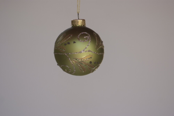 Hand-painted Gold glittery on green decoration ball