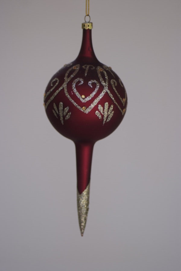 Hand painted gold and silver color design on Maroon Ball