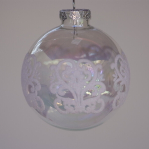 Transparent Crystal Ball with white fancy lace