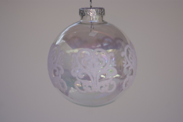 Transparent Crystal Ball with white fancy lace