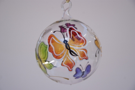 Hand-painted butterfly on crystal ball for decoration