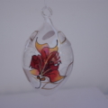 Hand-painted Orange leaves on Oval Crystal ball