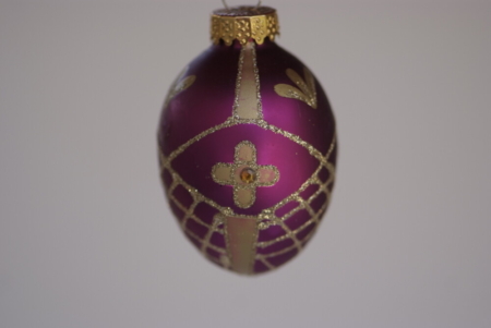 Hand-painted designs on Magenta Egg Crystal hanging