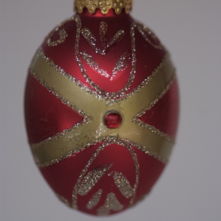 Hand-painted on red with gold color Egg Crystal hanging