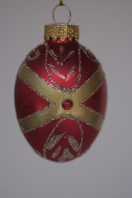 Hand-painted on red with gold color Egg Crystal hanging