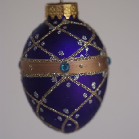 Hand-painted designs on blue color Egg Crystal hanging