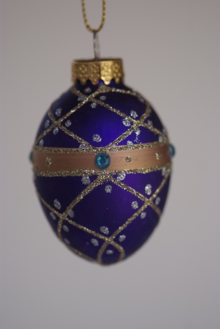 Hand-painted designs on blue color Egg Crystal hanging